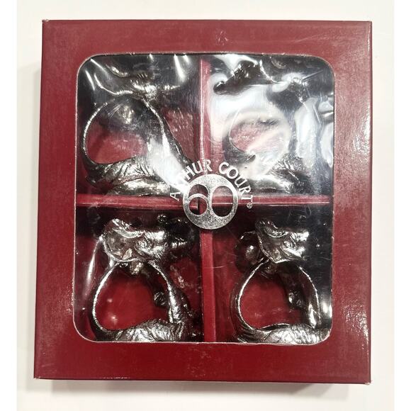 4 Vintage Arthur Court Baby Elephant Napkin Rings Holders Heavy Silvertone - Picture 8 of 10